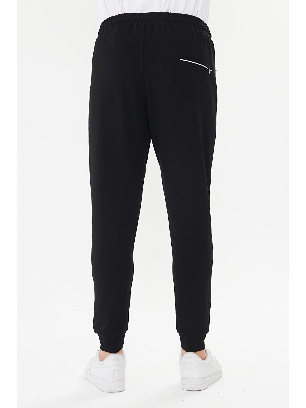 Erkek Pamuklu Fermuarlı Cepli Eşofman Altı Siyah 7819-S-5