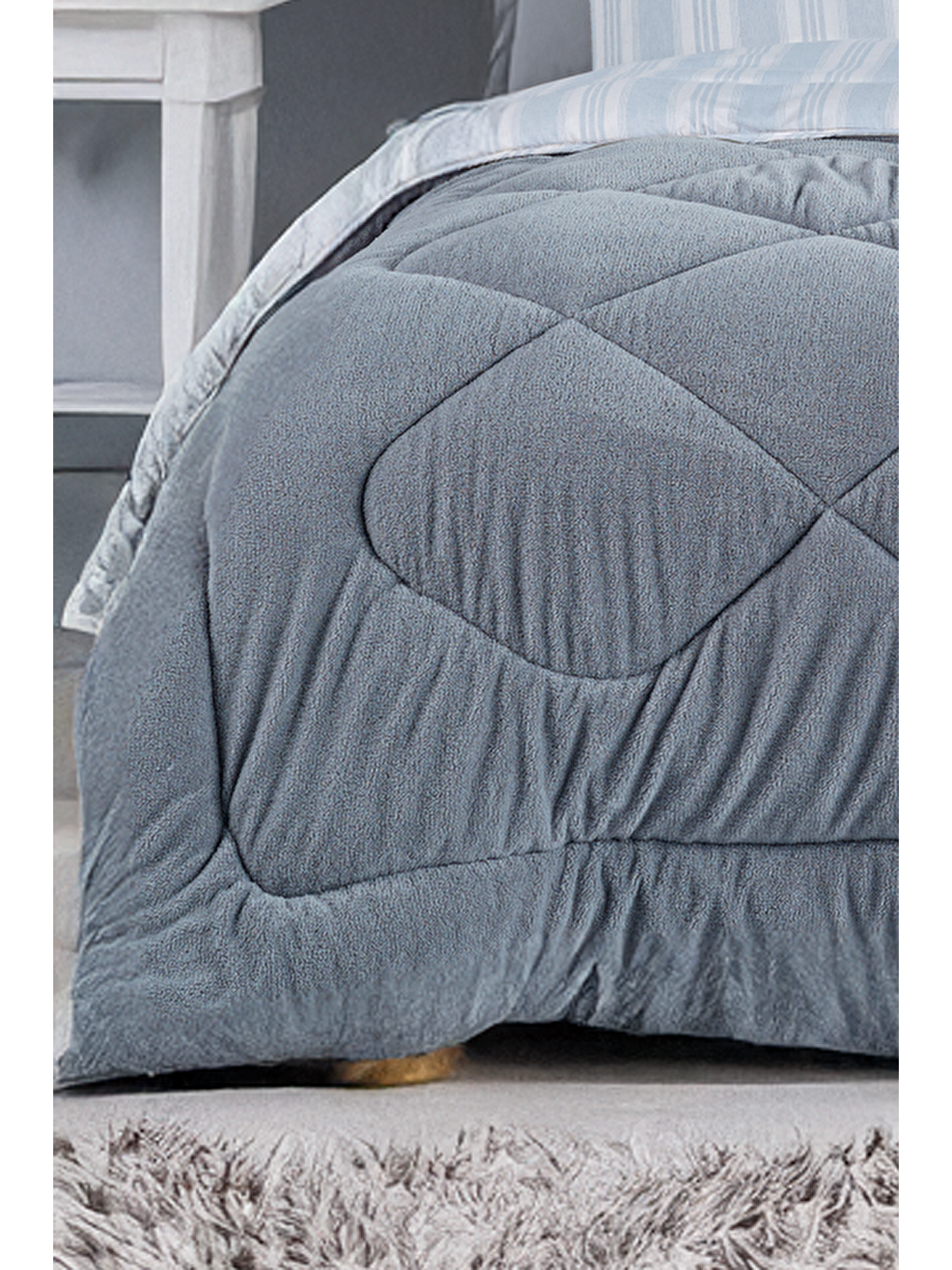 Comfort Set Yeni Nesil Wellsoft Yorganlı 3 Parça Çift Kişilik Soft Line Gri-1