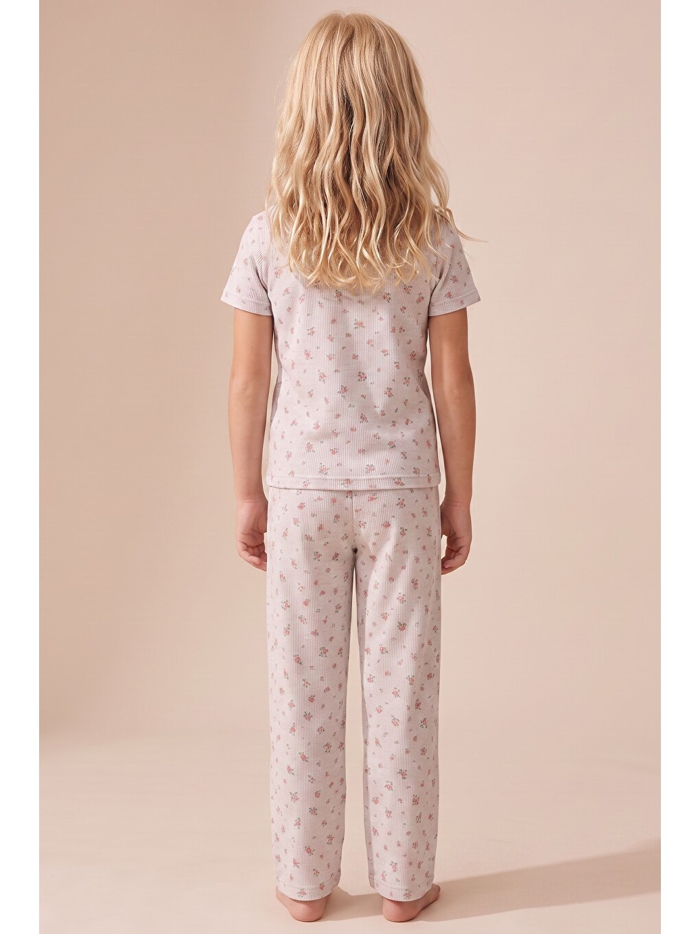 Bej Pamuklu Fitilli Kaşkorse Örme Pijama Takım 26120402-4