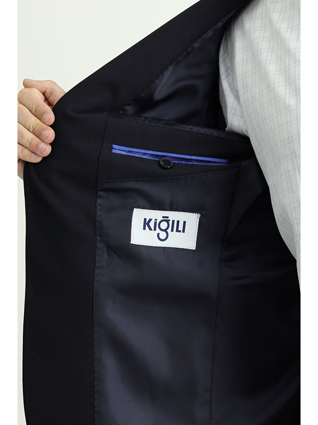 Lacivert Slim Fit Dar Kesim Yünlü Blazer Ceket-4