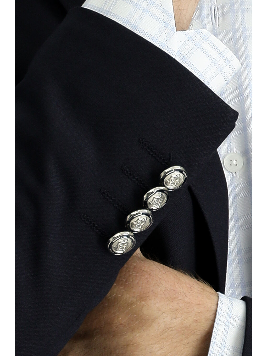 Lacivert Slim Fit Dar Kesim Yünlü Blazer Ceket-5