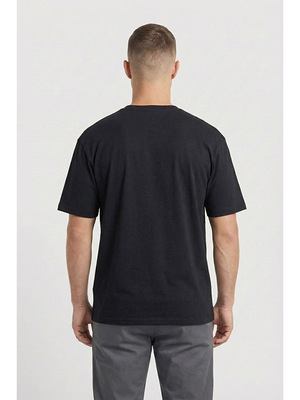 Giotelli Siyah Manfredo Baskılı Oversize %100 Pamuk Bisiklet Yaka Kısa Kol T-Shirt-3