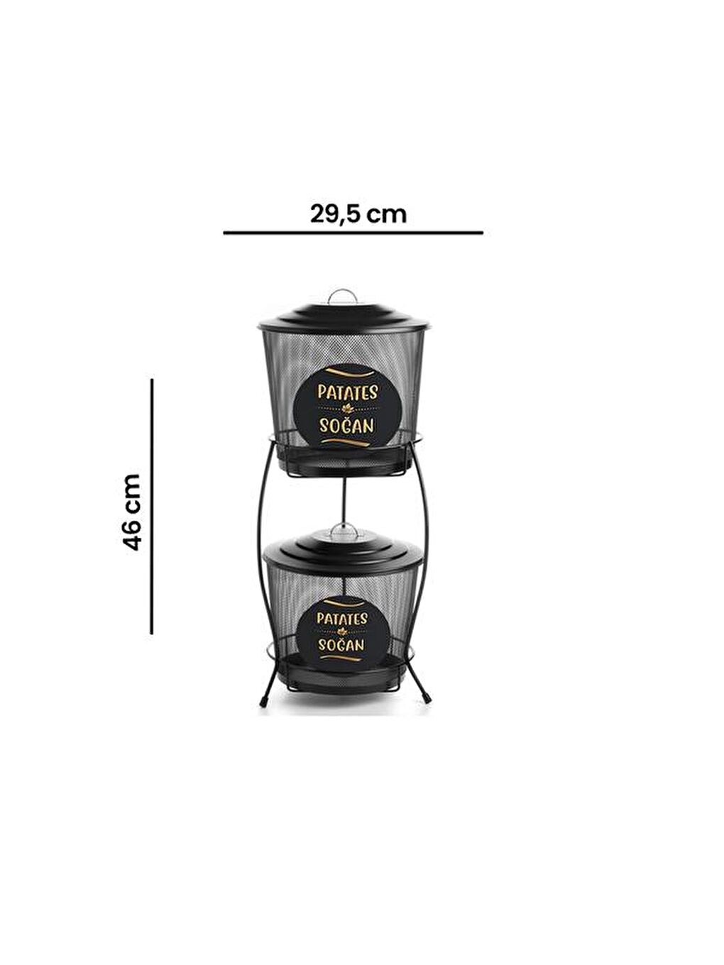 Metal 2 Katlı Sebzelik - Siyah-1