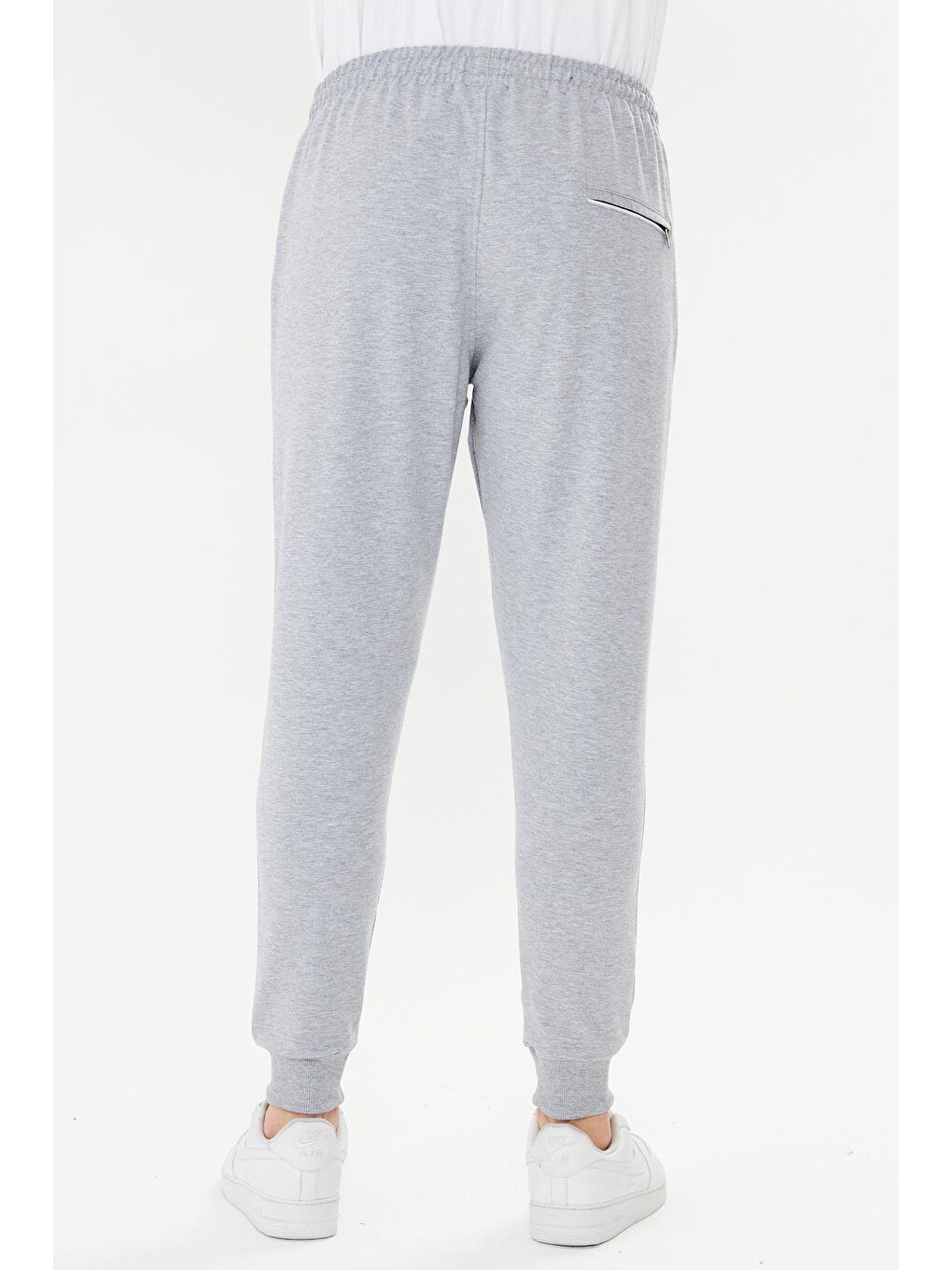 Erkek Pamuklu Fermuarlı Cepli Eşofman Altı Gri Melanj 7819-G.M-5