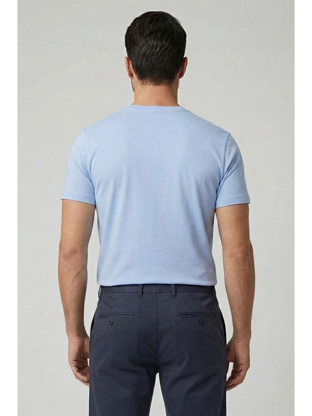 Giotelli Mavi Slim Fit Pamuk Karışımlı Baskılı Bisiklet Yaka Erkek Tişört-1