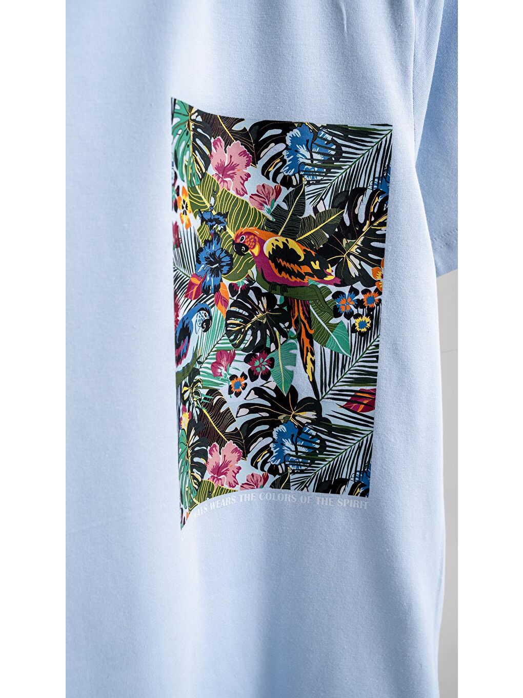 Giotelli Mavi Slim Fit Pamuk Karışımlı Baskılı Bisiklet Yaka Erkek Tişört-2