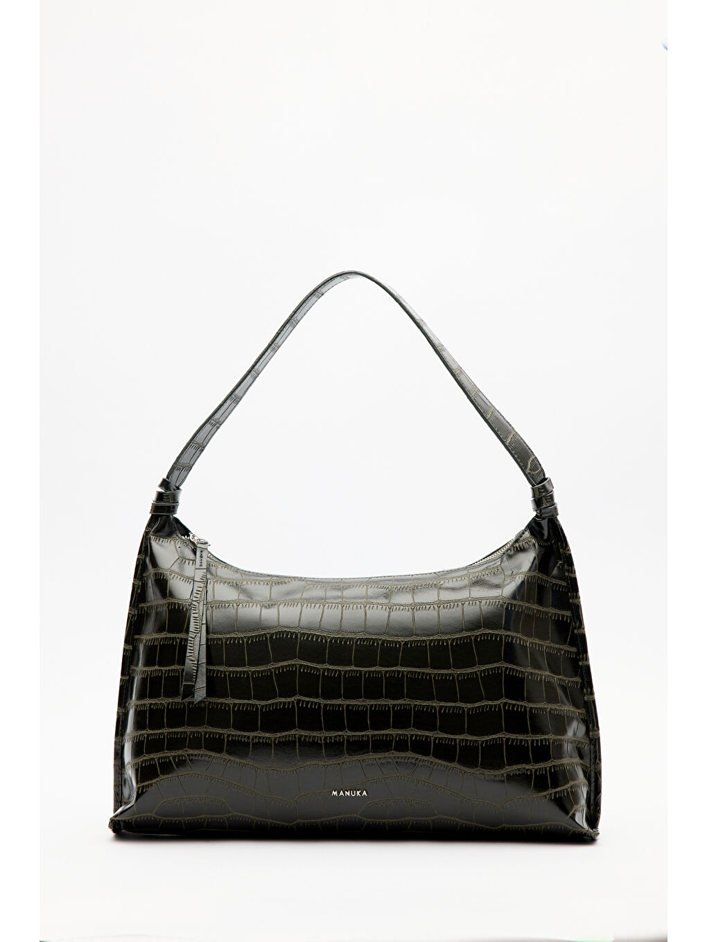 Timsah Deri Tote Çanta Haki