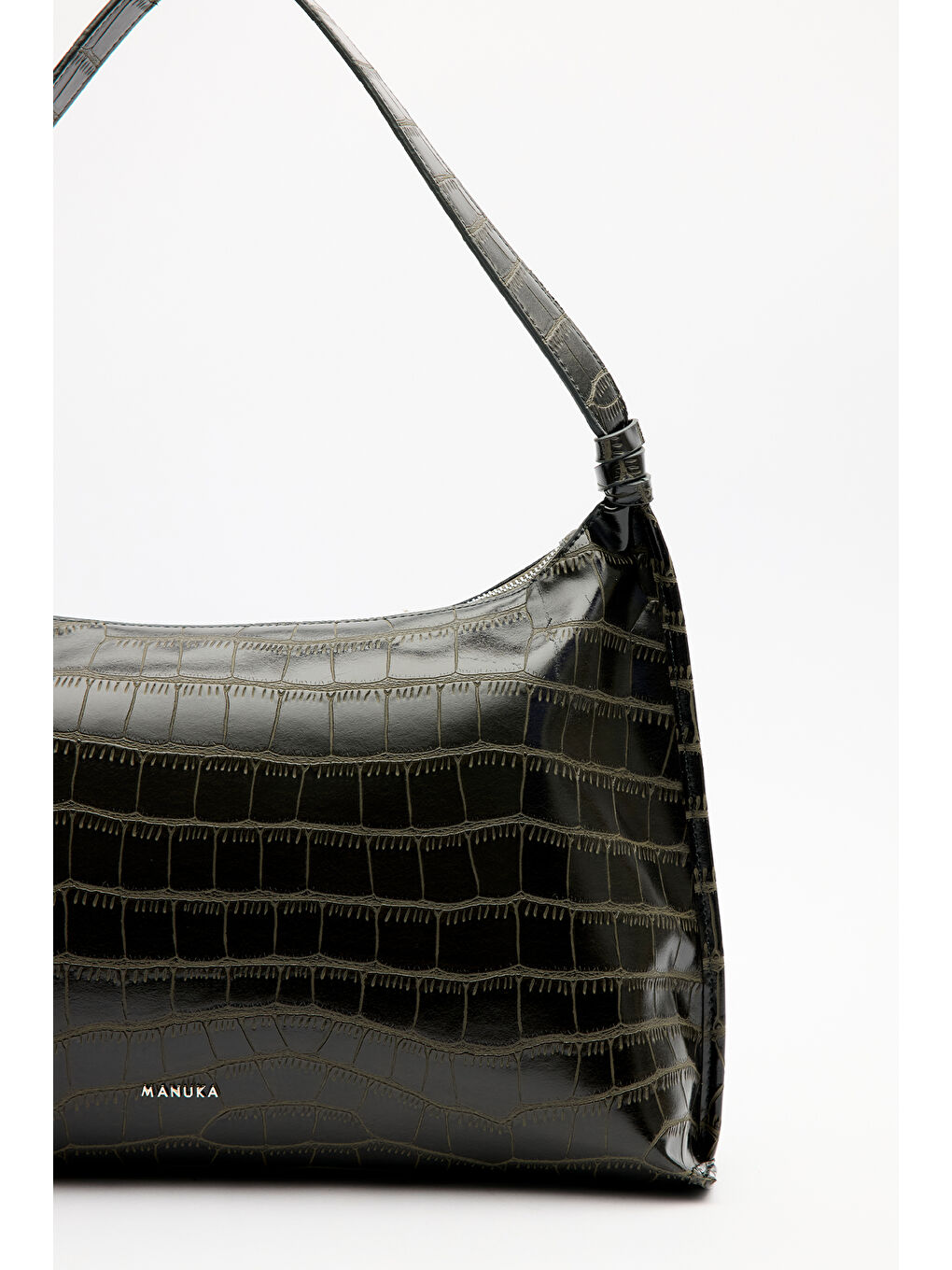 Timsah Deri Tote Çanta Haki-1