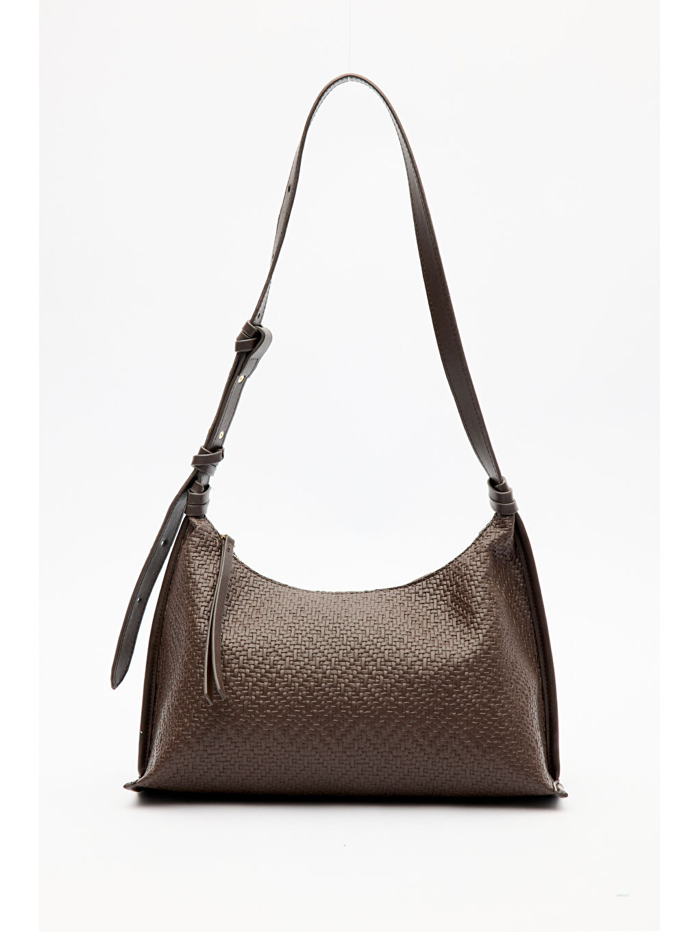 Dokulu Deri Omuz Çantası Kahverengi