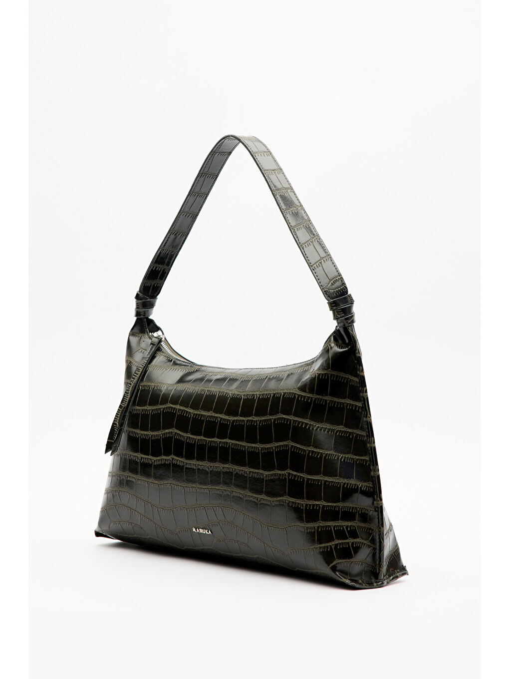 Timsah Deri Tote Çanta Haki-2