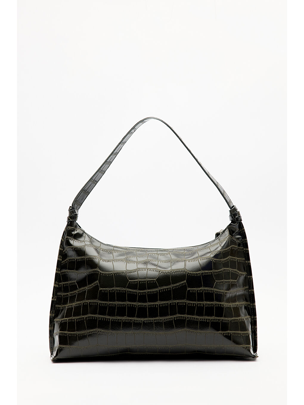 Timsah Deri Tote Çanta Haki-4