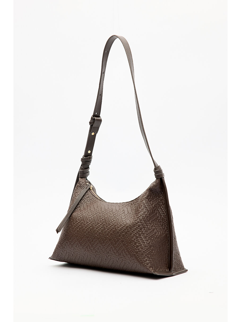 Dokulu Deri Omuz Çantası Kahverengi-1