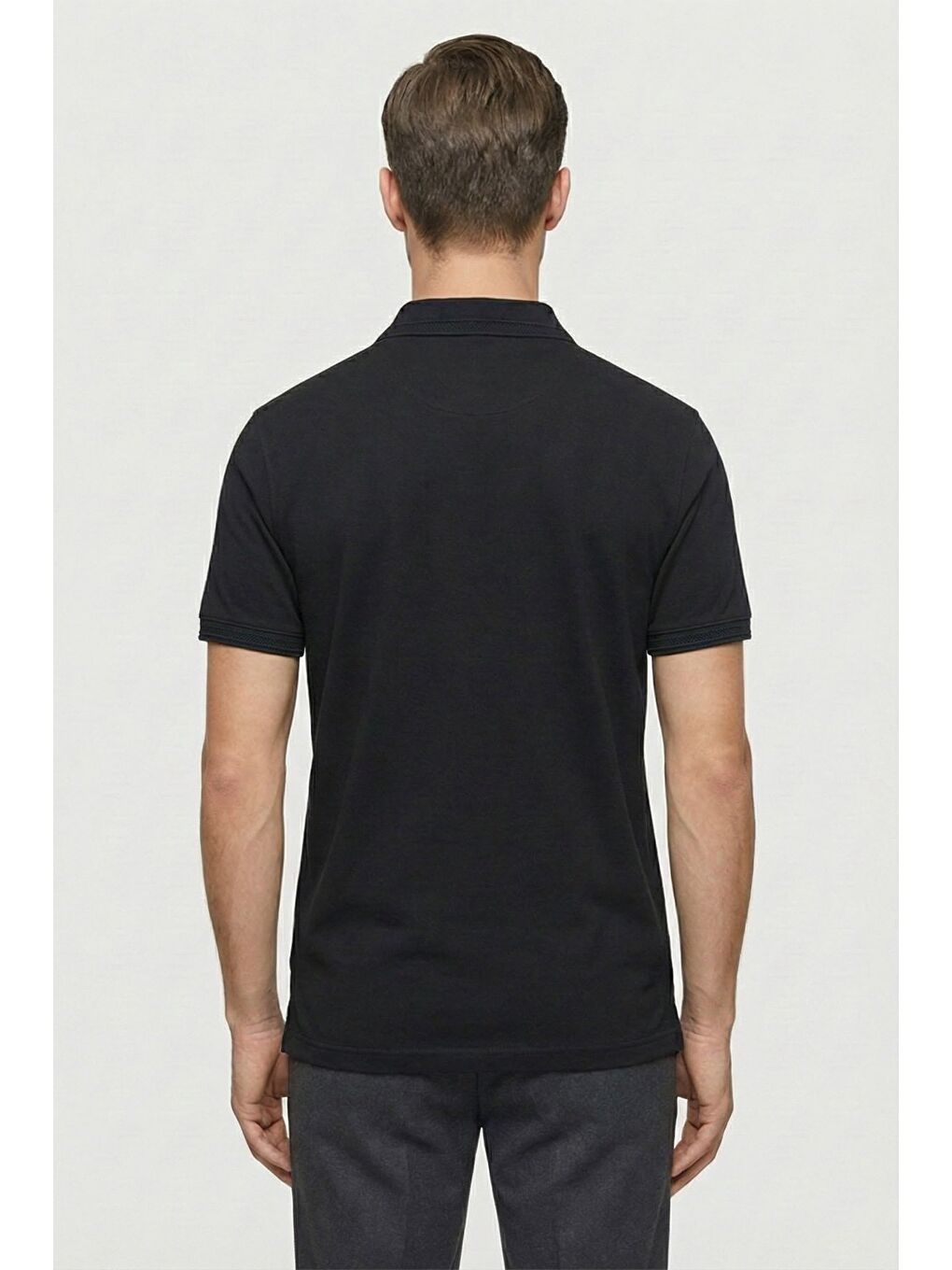 Giotelli Siyah Desenli Comfort Fit %100 Pamuk Polo Yaka Düğmeli Kısa Kol Erkek T-Shirt-3