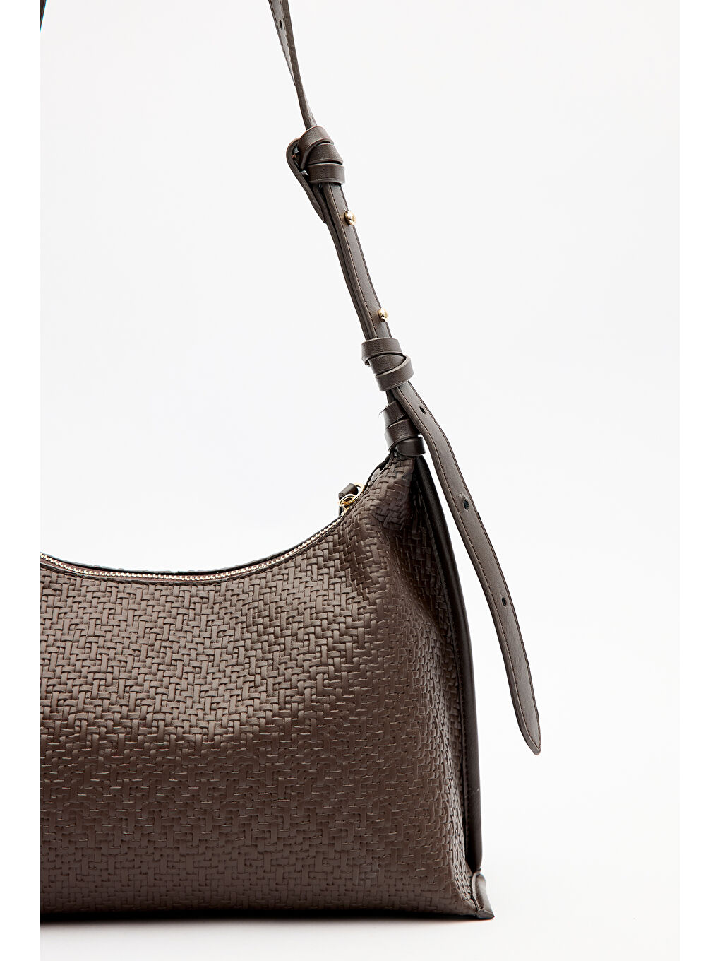 Dokulu Deri Omuz Çantası Kahverengi-2