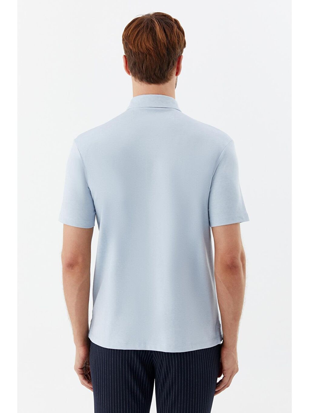 Erkek Mavi Standart Fit Polo Yaka Tişört – Kısa Kollu-4
