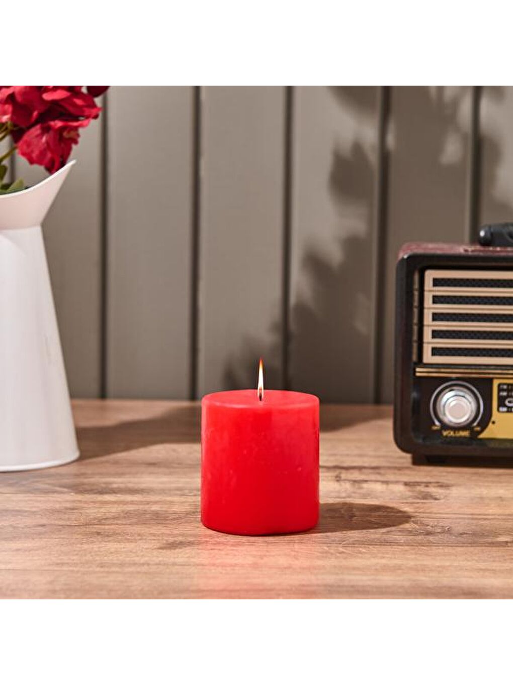 Scarlet Küçük Baton Mum - Kırmızı - 7x7 cm