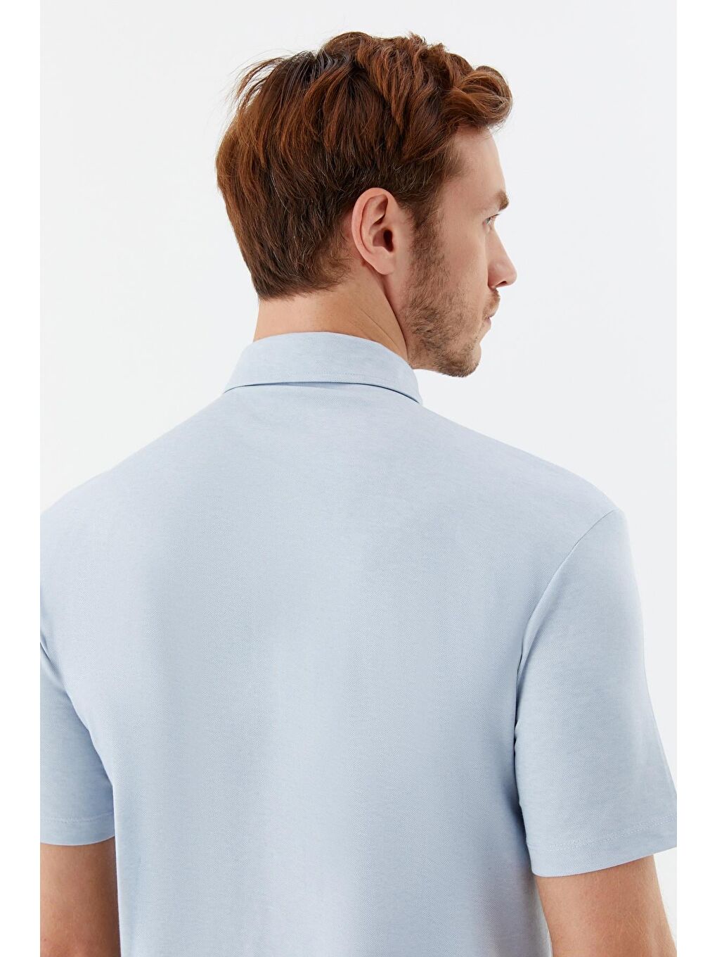 Erkek Mavi Standart Fit Polo Yaka Tişört – Kısa Kollu-5