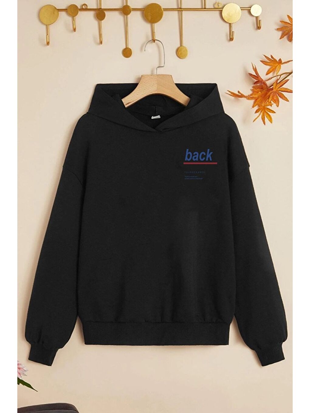 uyguntarz Siyah Çocuk Back Baskılı Sweatshirt