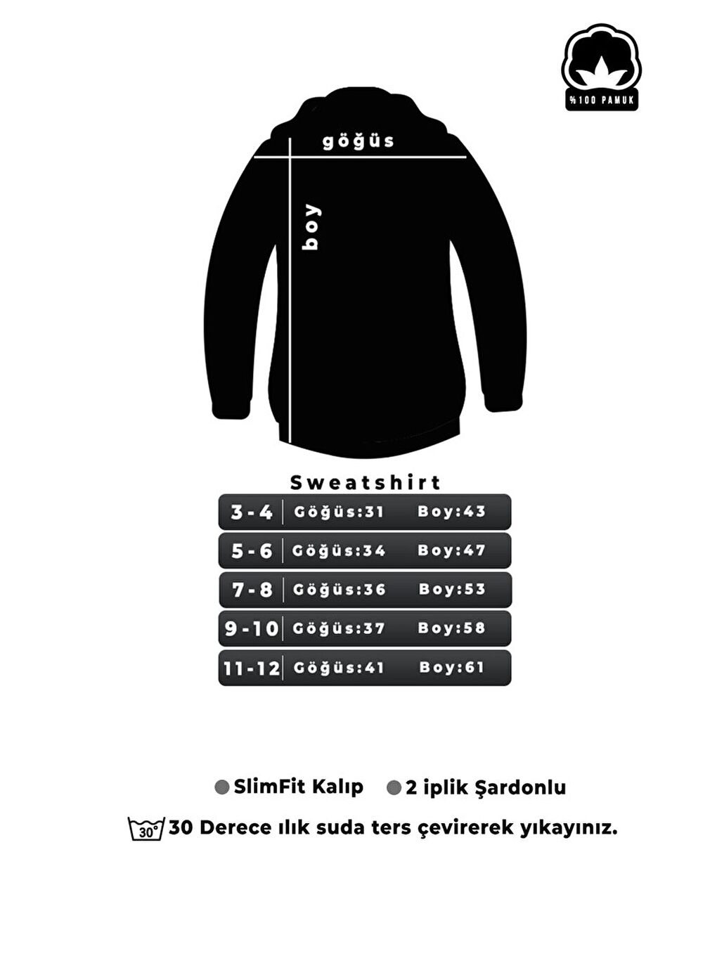 uyguntarz Siyah Çocuk Back Baskılı Sweatshirt - 2