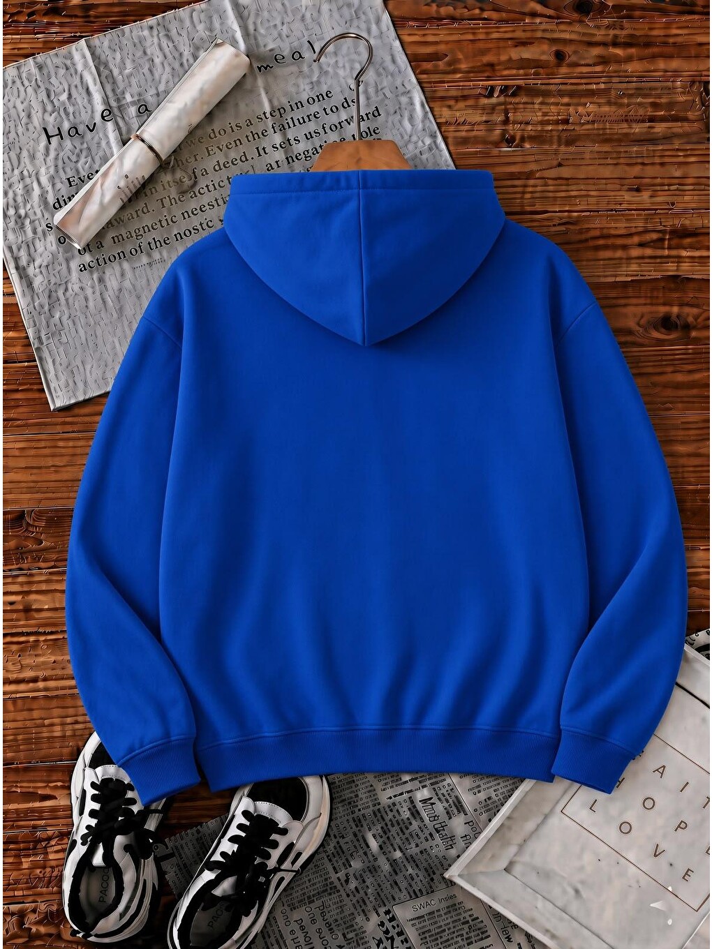 Mavi Sw Strawberries Yes, Please." Ön Baskılı Renkli Kadın Kapüşonlu Sweatshirt-1
