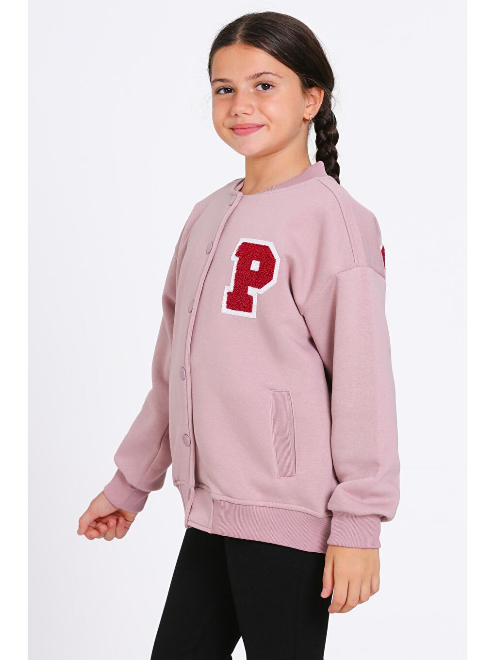 Pembe Kız Çocuk Gül Kurusu Vernichten Nakışlı Kolej Ceket-2