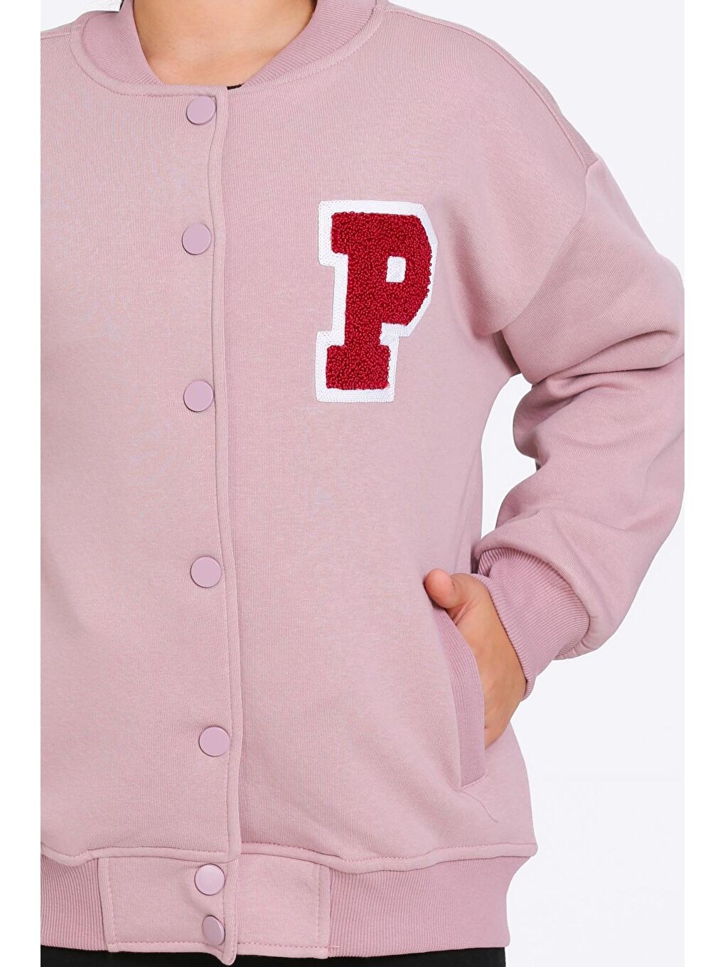 Pembe Kız Çocuk Gül Kurusu Vernichten Nakışlı Kolej Ceket-3