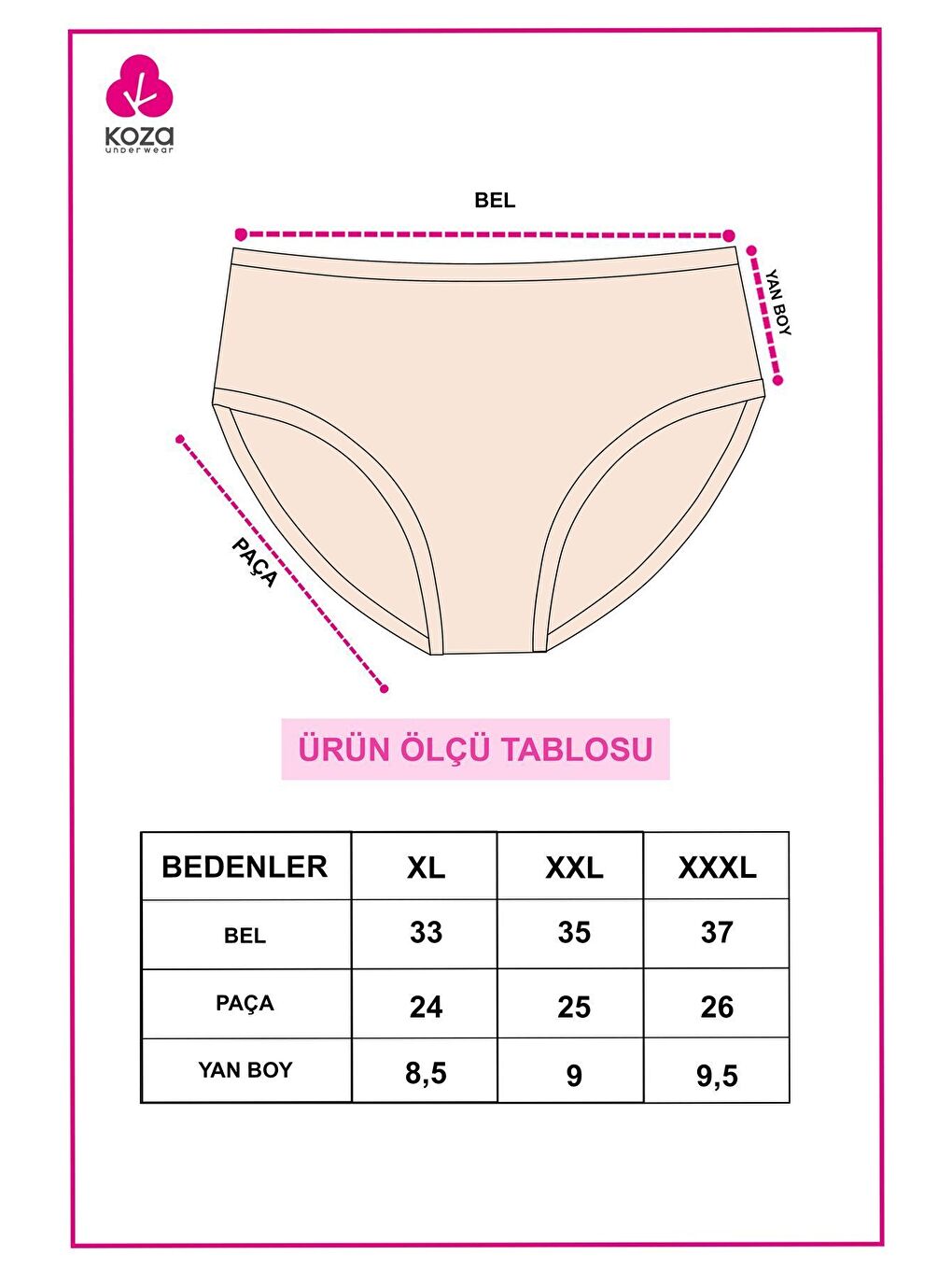 Koza İç Giyim Beyaz-Siyah Kadın 3'lü Desenli Pamuklu Yüksek Bel Bato - 4