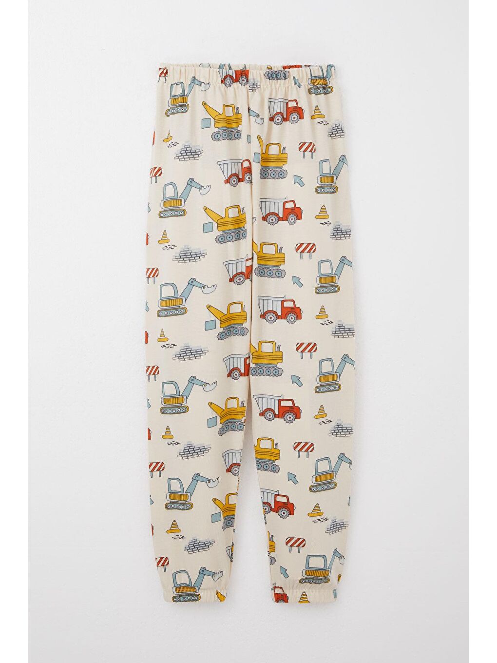 Ekru Erkek Çocuk Pijama Takımı İş Makineleri Desenli Krem (4-7 Yaş)-2