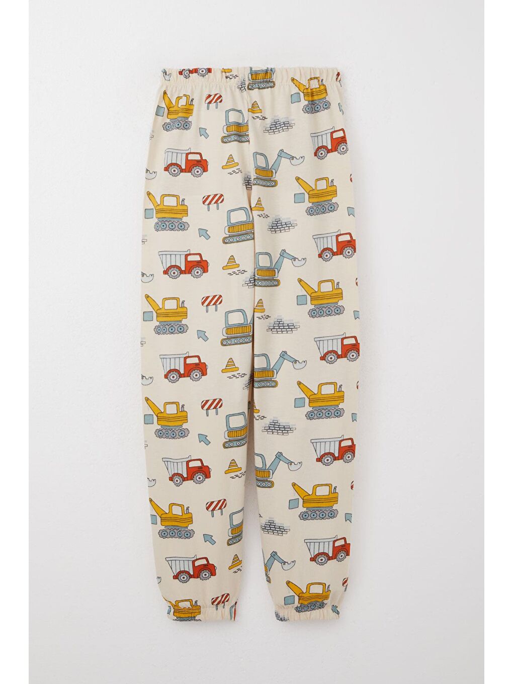 Ekru Erkek Çocuk Pijama Takımı İş Makineleri Desenli Krem (4-7 Yaş)-4