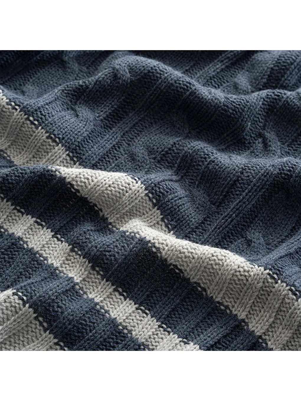 Triko Örgü TV Battaniyesi - Koltuk Şalı Lacivert 140x190 Cm-1