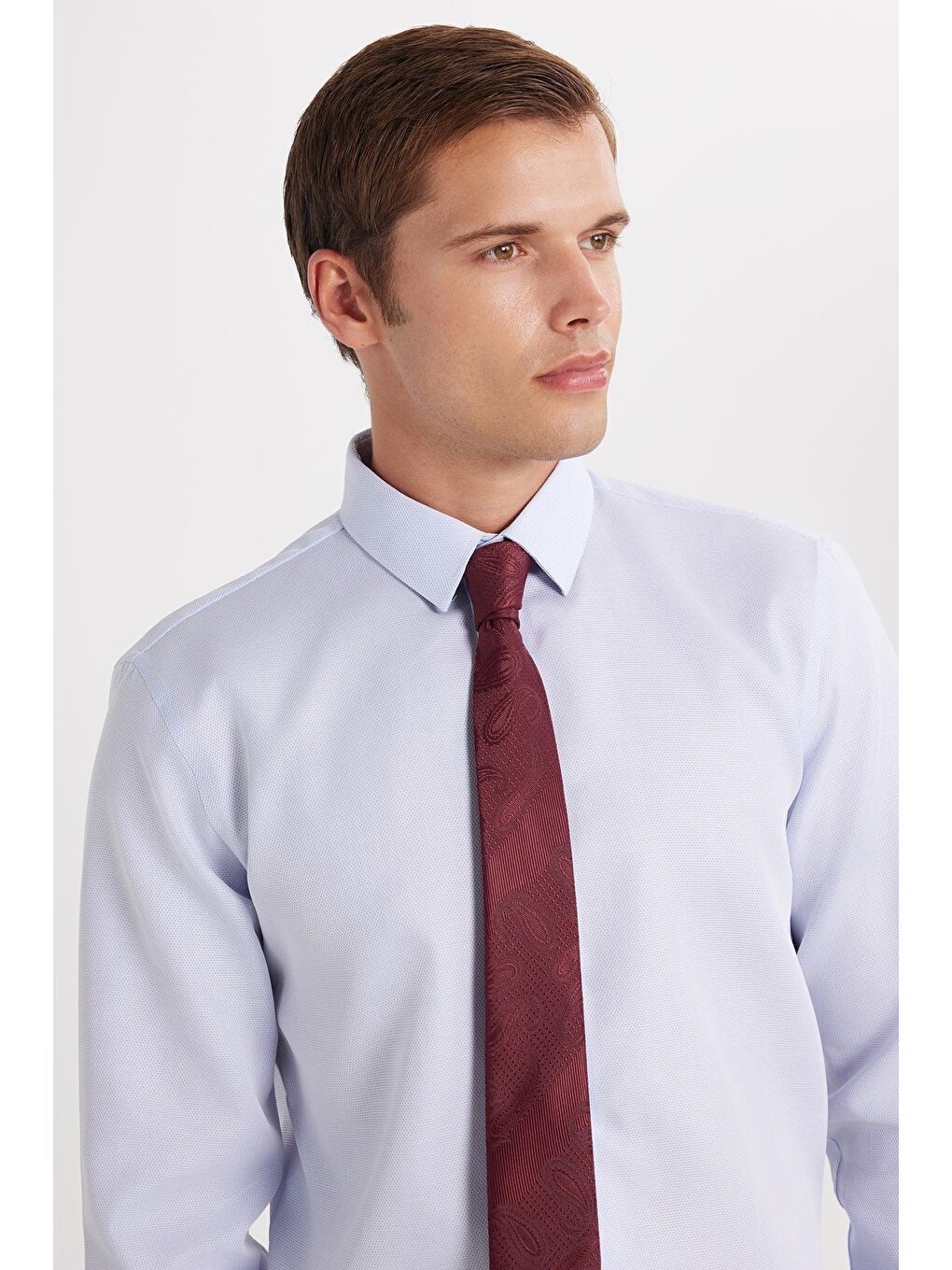 Slim Fit Mavi Non-Iron %100 Pamuk Doğa Dostu Ekoteks Belgeli Ütü Gerektirmez Gömlek-1