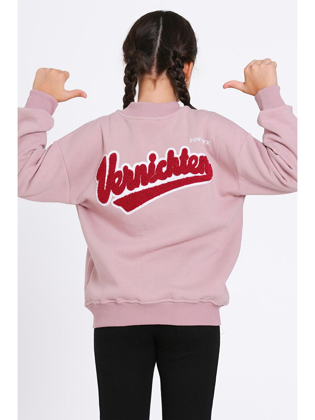 Pembe Kız Çocuk Gül Kurusu Vernichten Nakışlı Kolej Ceket-4