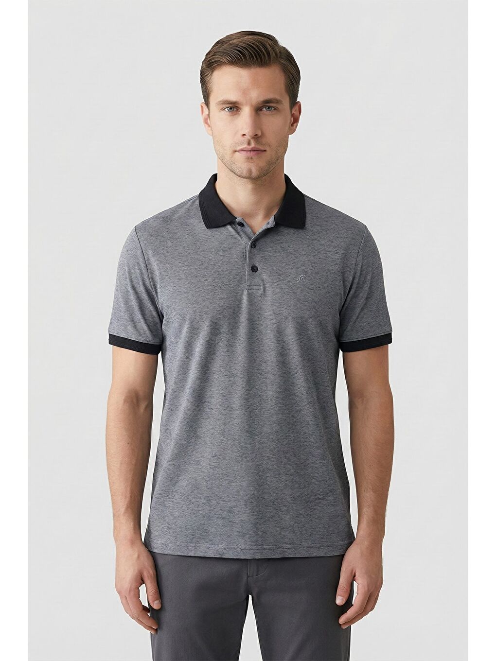 Siyah Regular Fit Polo Yaka Erkek T-Shirt