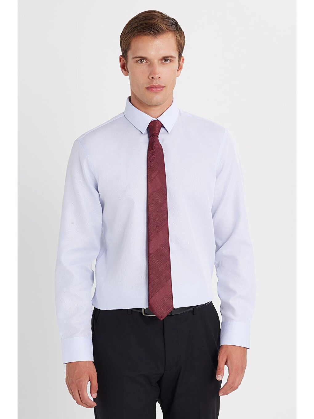 Slim Fit Mavi Non-Iron %100 Pamuk Doğa Dostu Ekoteks Belgeli Ütü Gerektirmez Gömlek-3