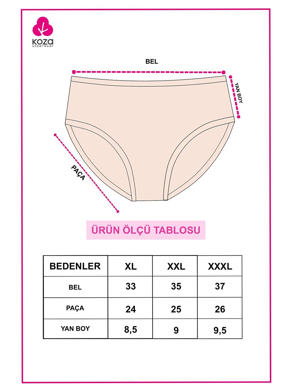 Koza İç Giyim Beyaz-Pudra Kadın 3'lü Desenli Pamuklu Yüksek Bel Bato - 4