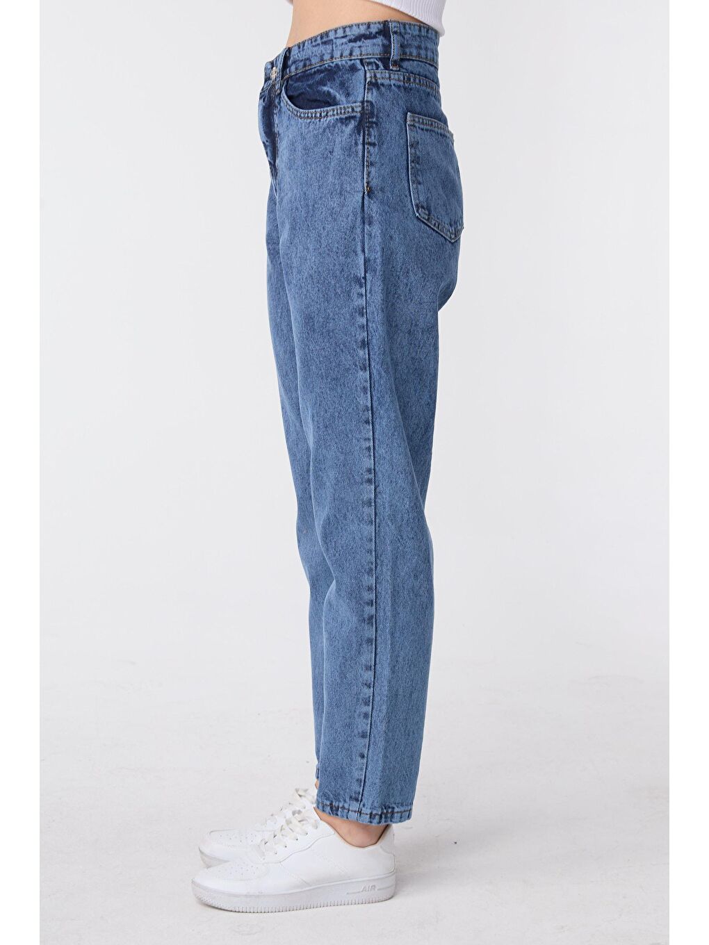 TOFİSA Düz Orta Kadın Mavi Yüksek Bel Mom Jeans - 23669 - 3