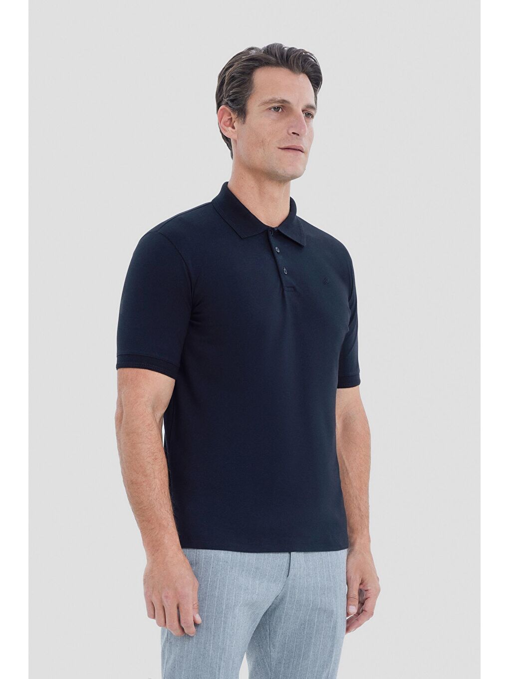 Siyah Regular Fit Polo Yaka Tişört-2