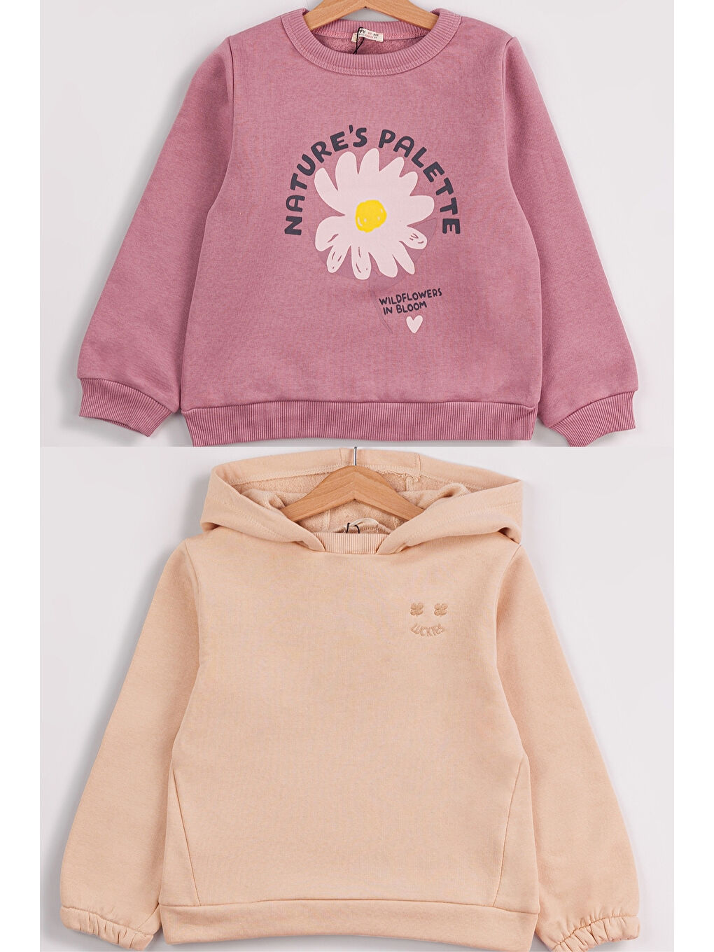 MİSSTUFFY Ekru Kız Çocuk 2'li Paket Basic Sweatshirt