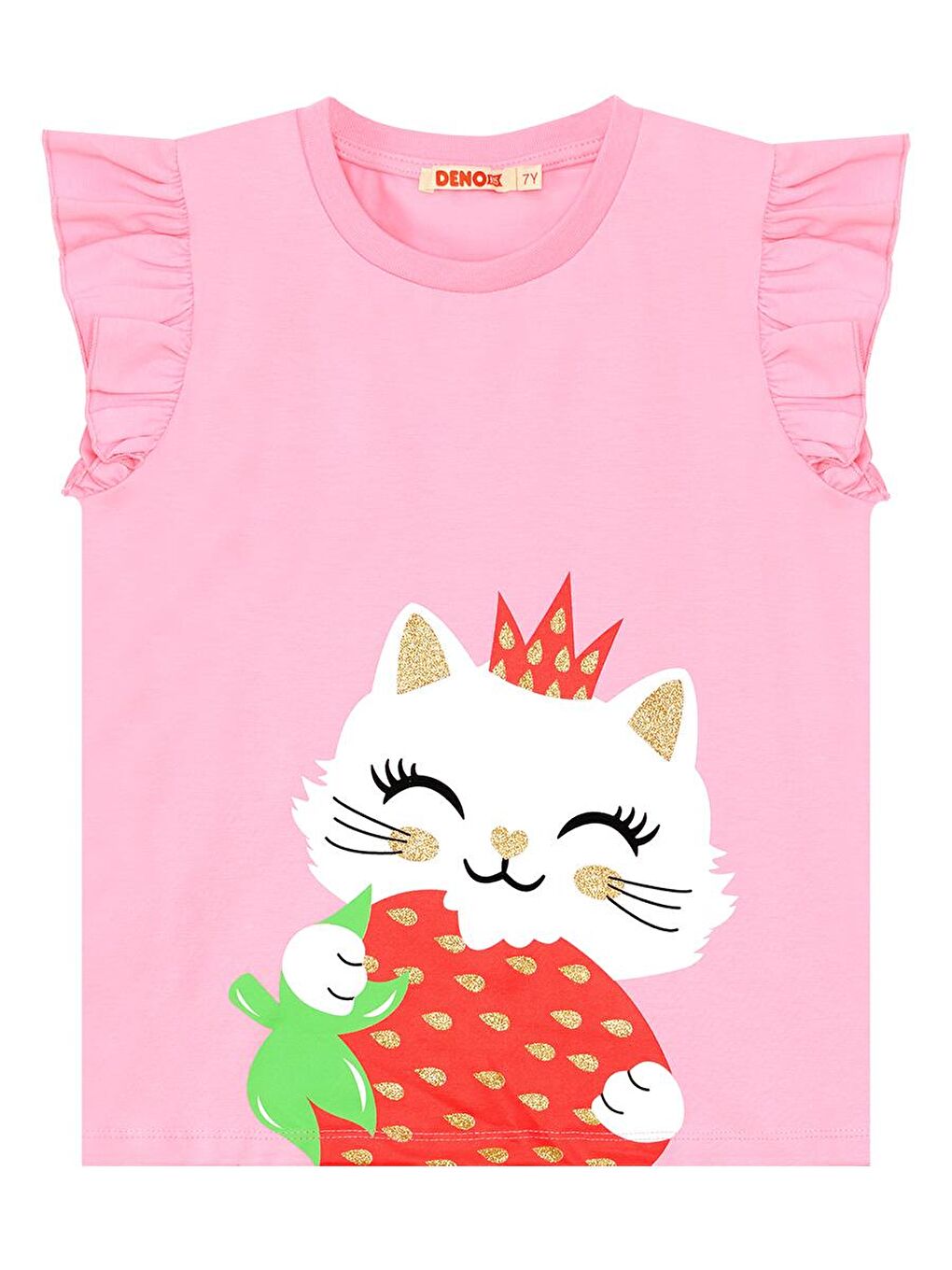 Denokids Pembe Çilek Kız Çocuk T-shirt Tayt Takım - 4