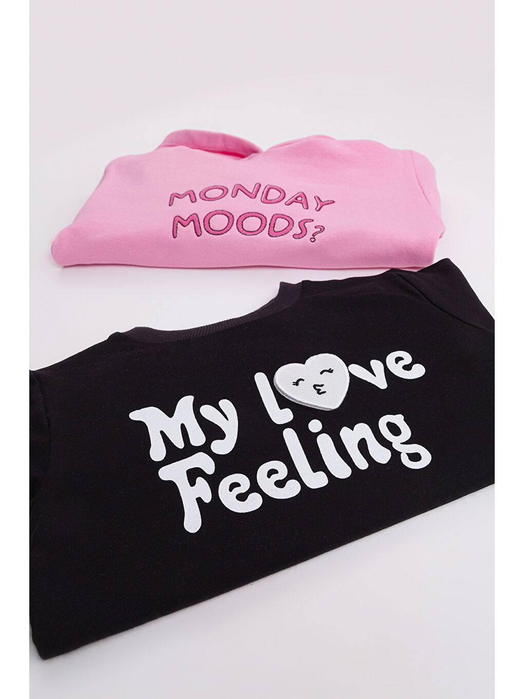 Pembe Kız Çocuk 2'li Paket Basic Sweatshirt-1