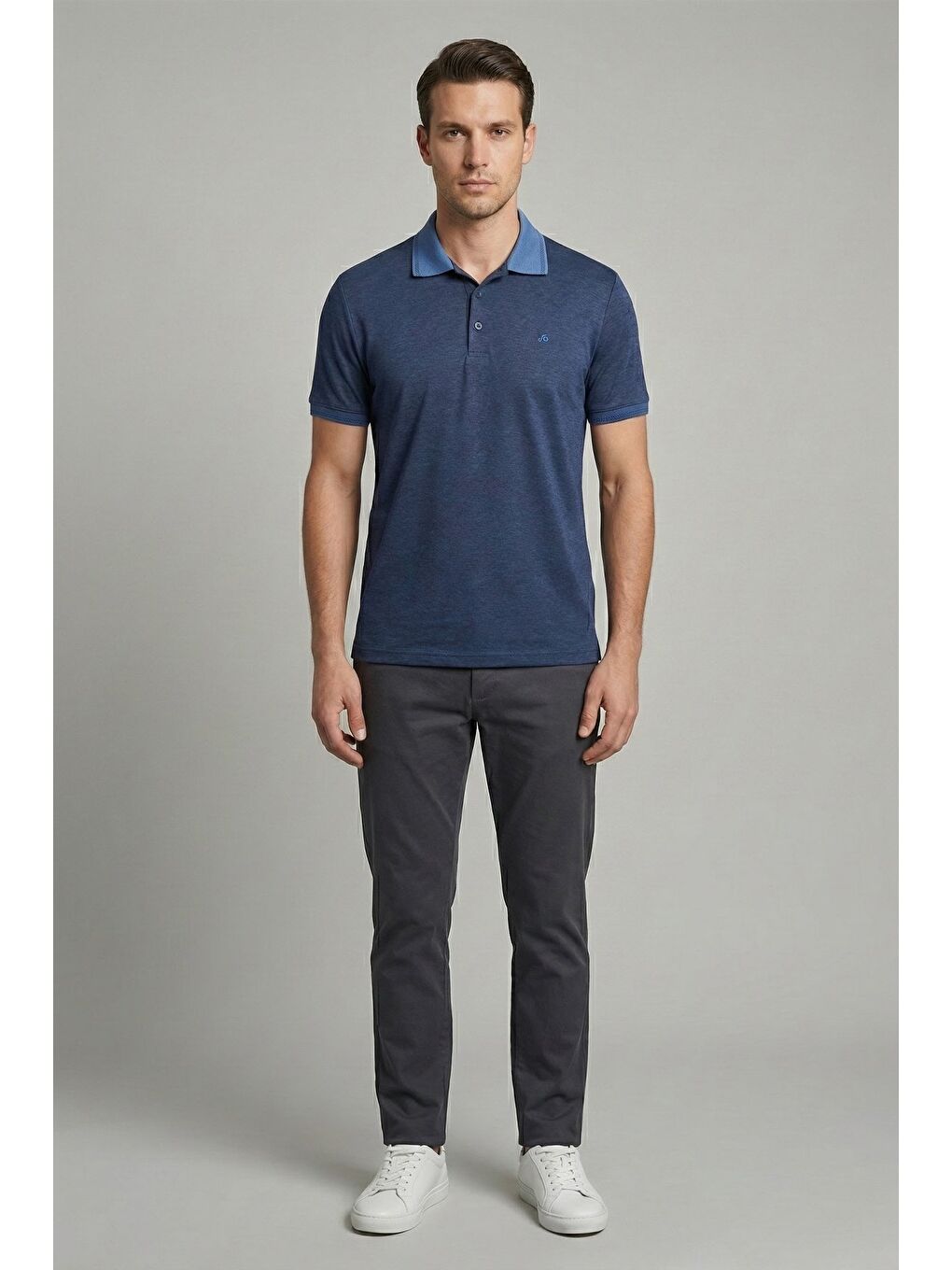 Lacivert Regular Fit Polo Yaka Erkek T-Shirt-1
