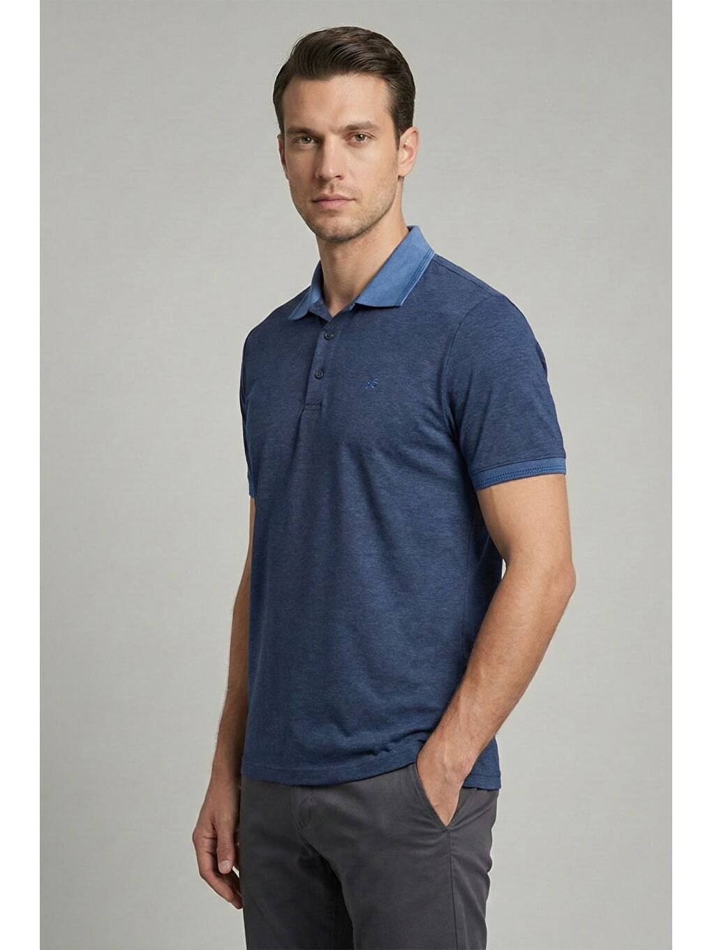 Lacivert Regular Fit Polo Yaka Erkek T-Shirt-2