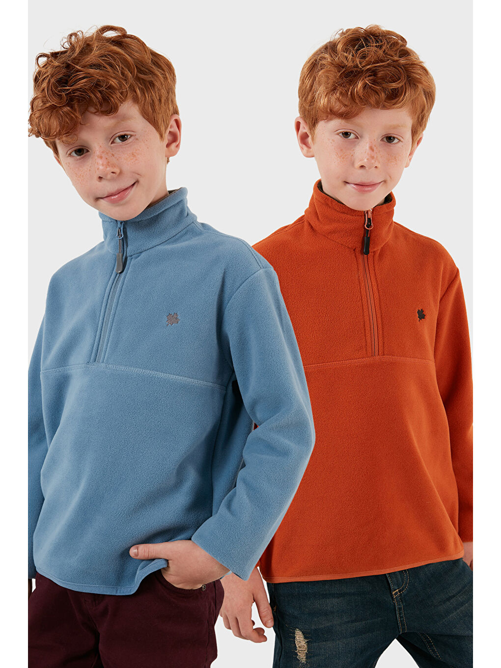 Mavi Yumuşak Dokulu Fermuarlı Dik Yaka Şardonlu 2'li Paket Polar 5905002S2