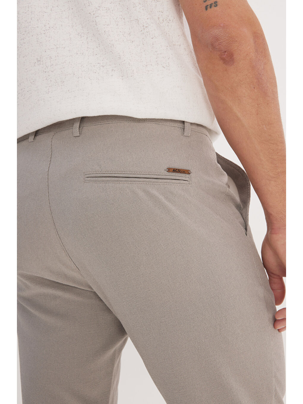 Erkek Açık Yeşil Slim Fit Dar Kesim Beli Bağlamalı Çizgili Yan Cepli Casual Jogger Pantolon-4