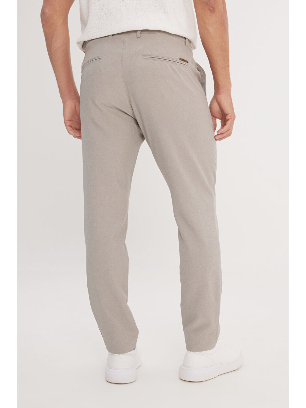 Erkek Açık Yeşil Slim Fit Dar Kesim Beli Bağlamalı Çizgili Yan Cepli Casual Jogger Pantolon-5