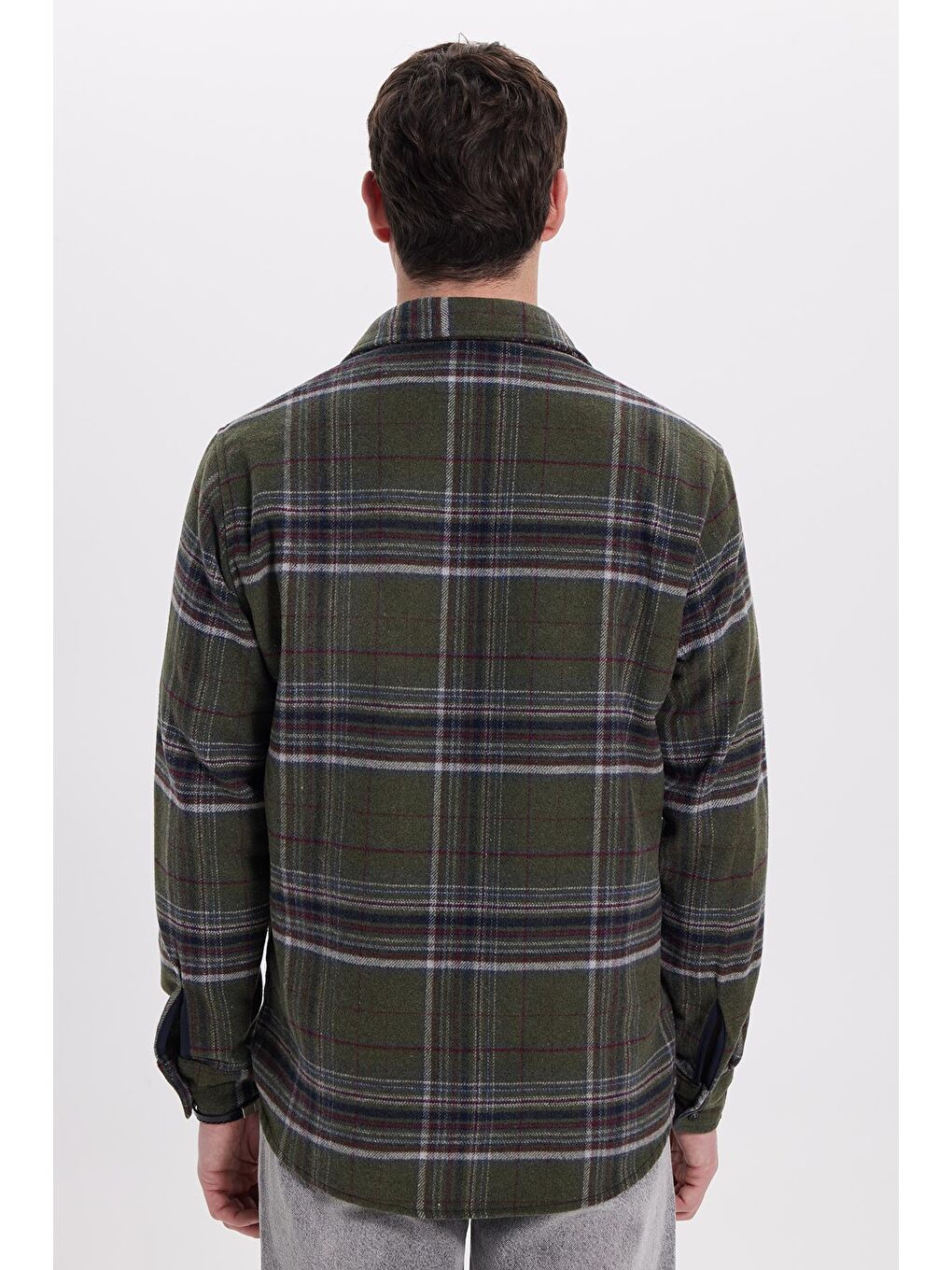 Haki Erkek Regular Fit Rahat Kesim Kışlık Kareli Oduncu Gömlek-6