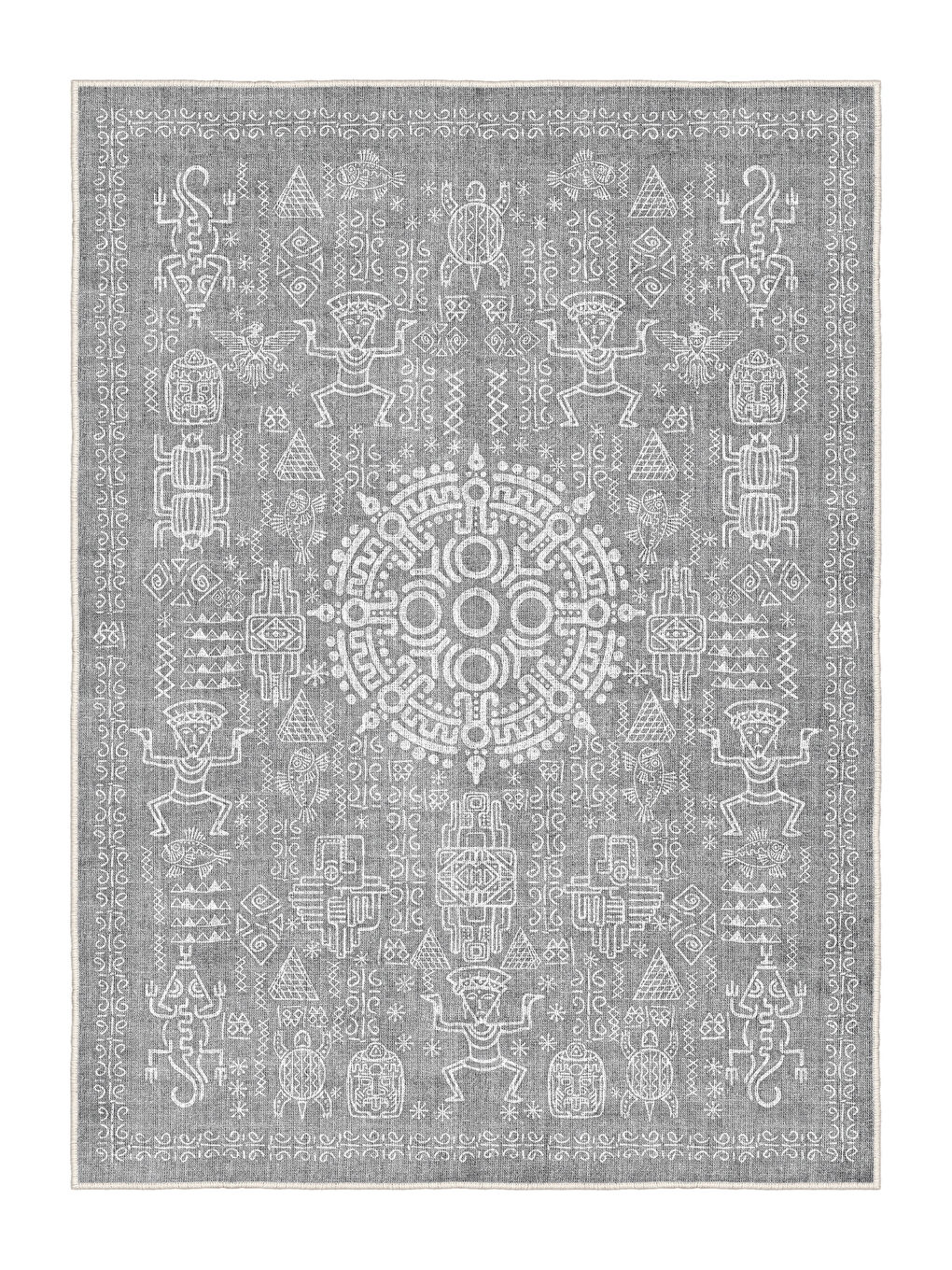 Gri Dekoratif Salon Halısı, Makinada Yıkanabilir, Kaymaz Taban, İnce & Modern Tasarım