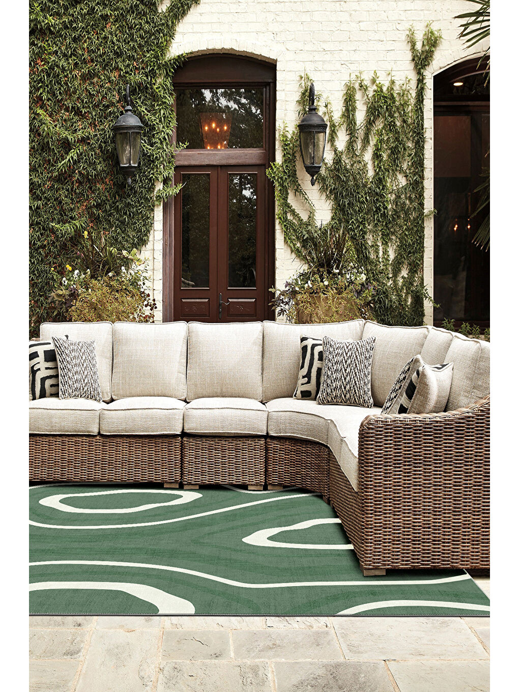 Yeşil Modern Dekoratif Yıkanabilir Kaymaz Taban Halı – İnce, Yumuşak Salon Halısı, Mutfak Halısı ve Yolluk-1