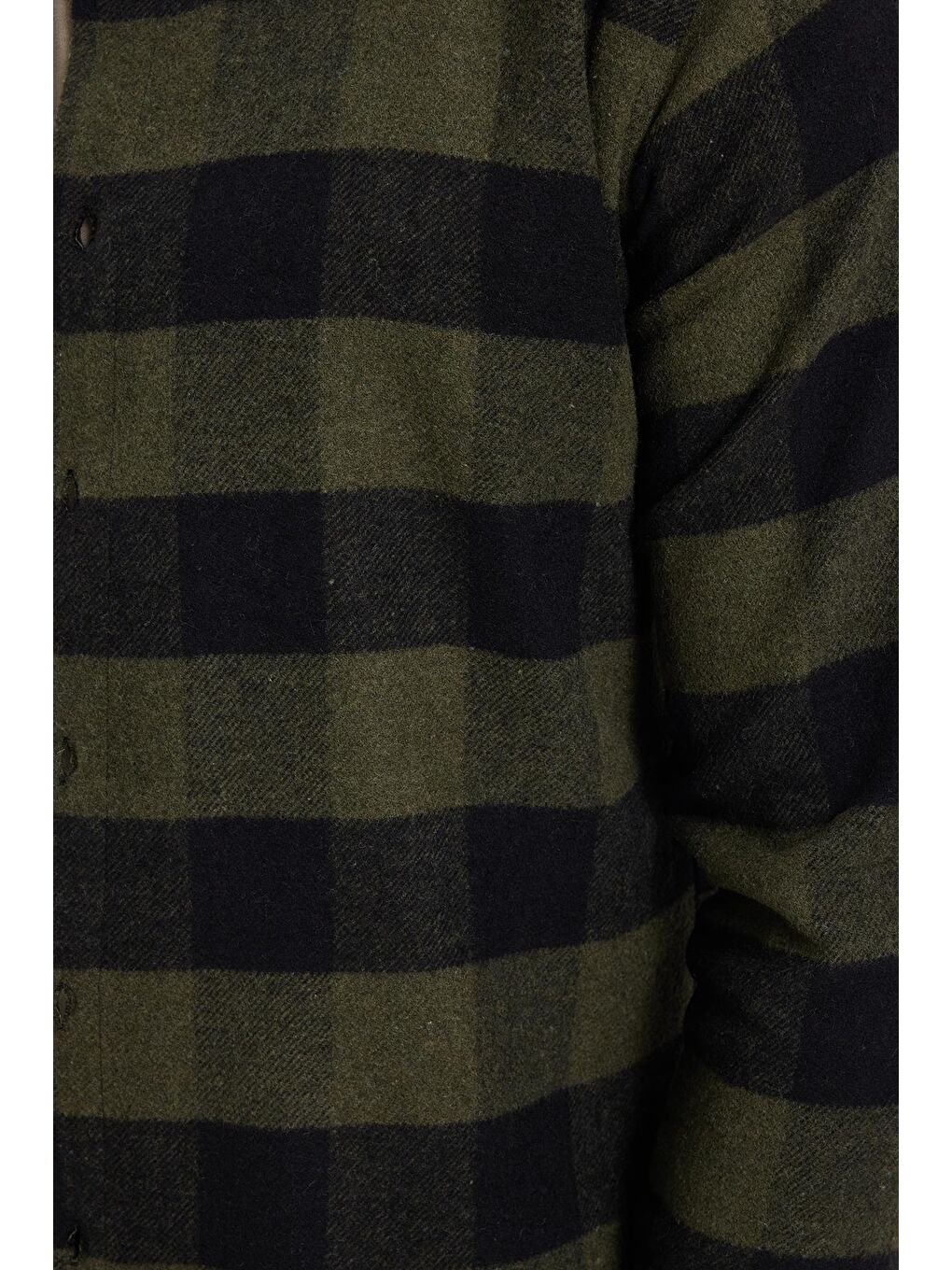 Haki Erkek Slim Fit Dar Kesim Kareli Kışlık Oduncu Gömlek-3