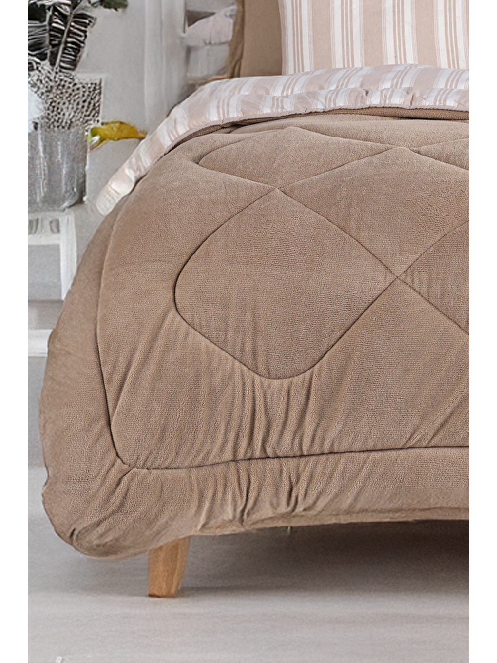 Comfort Set Yeni Nesil Wellsoft Yorganlı 3 Parça Çift Kişilik Soft Line Bej-1